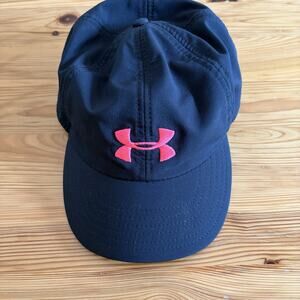 Women Under Armour Hat Strapback Black Pink Embroidered Logo Casual Polyester